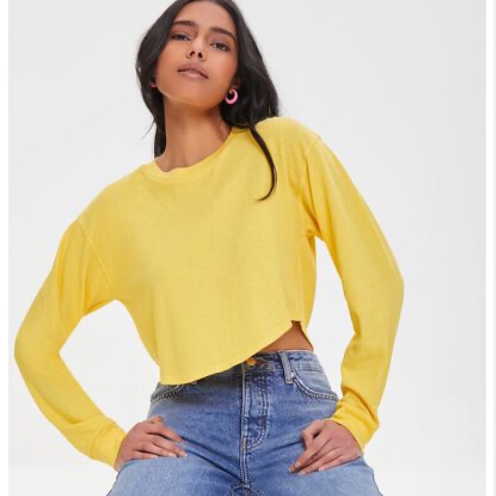 Forever 21 cropped sweater in mustard